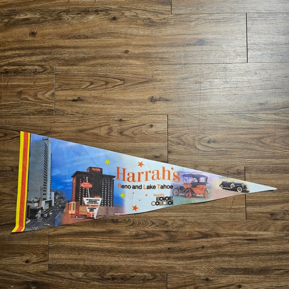 Vintage‎ 1970s Harrah's Reno Lake Tahoe Pennant Automobile Collection IMPKO 29"